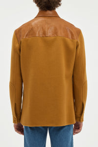 Lucas Overshirt in Cognac Vaquetta Leather & Double-face Recycled Cashmere