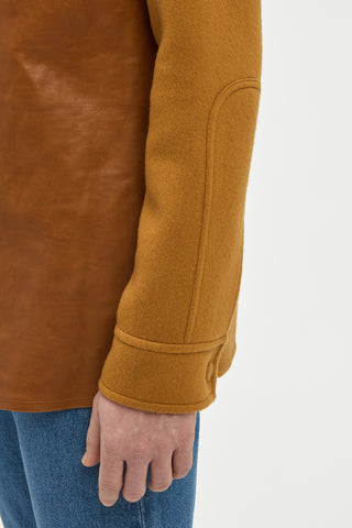 Lucas Overshirt in Cognac Vachetta Leather & Double-face Recycled Cashmere