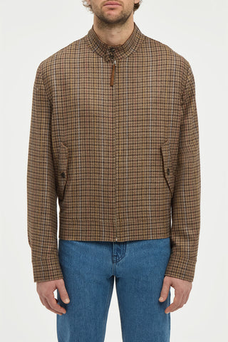 Graham Jacket in Camel Multi Wool Silk Houndstooth