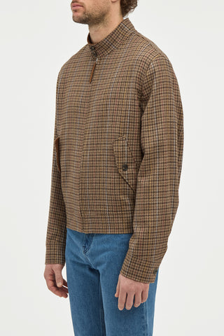 Graham Jacket in Camel Multi Wool Silk Houndstooth
