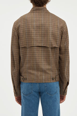 Graham Jacket in Camel Multi Wool Silk Houndstooth