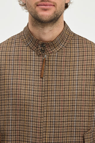 Graham Jacket in Camel Multi Wool Silk Houndstooth