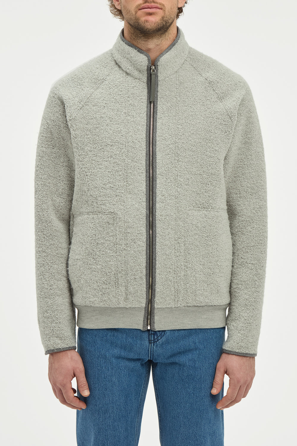 August Jacket in Grey Recycled Cashmere Boucle