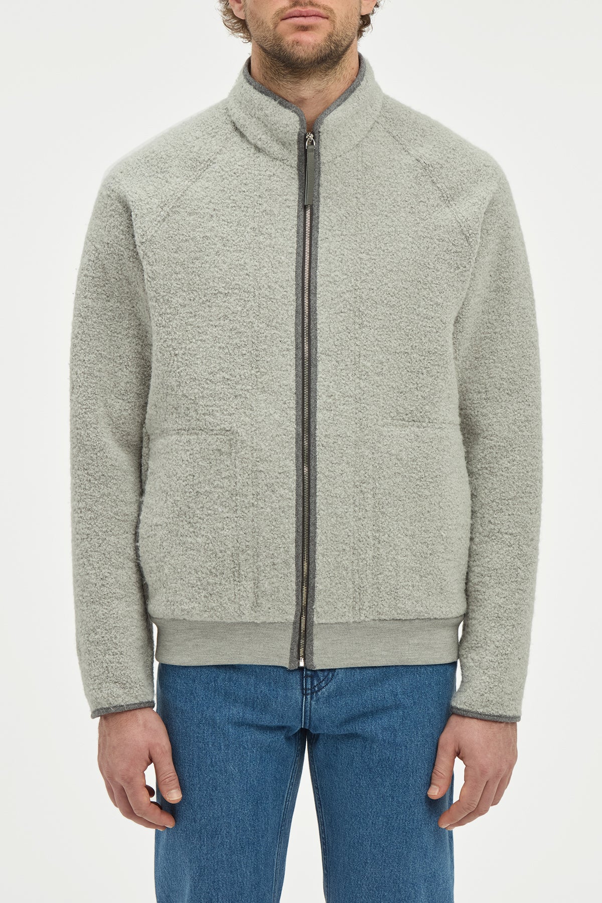 August Jacket in Grey Recycled Cashmere Boucle