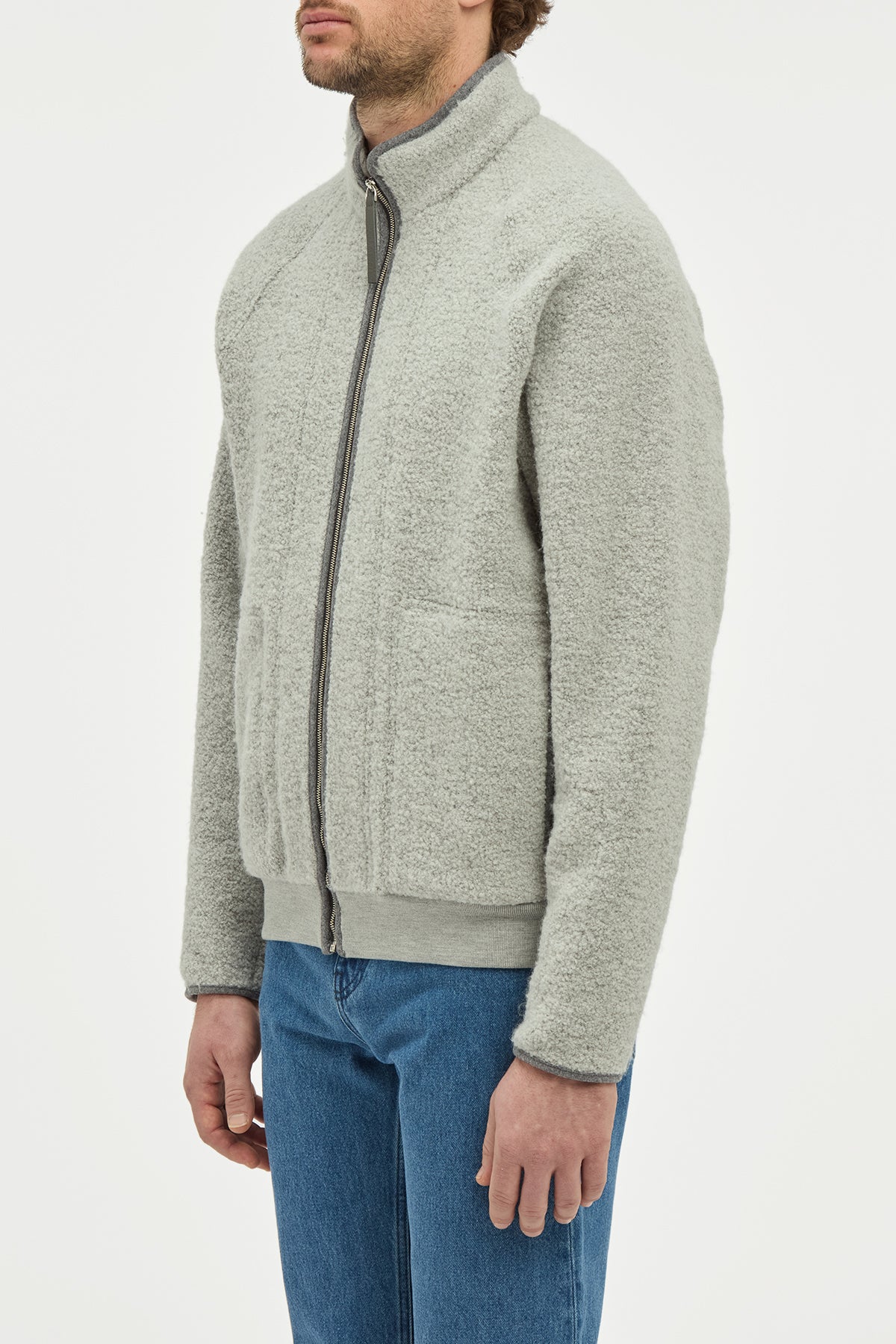 August Jacket in Grey Recycled Cashmere Boucle