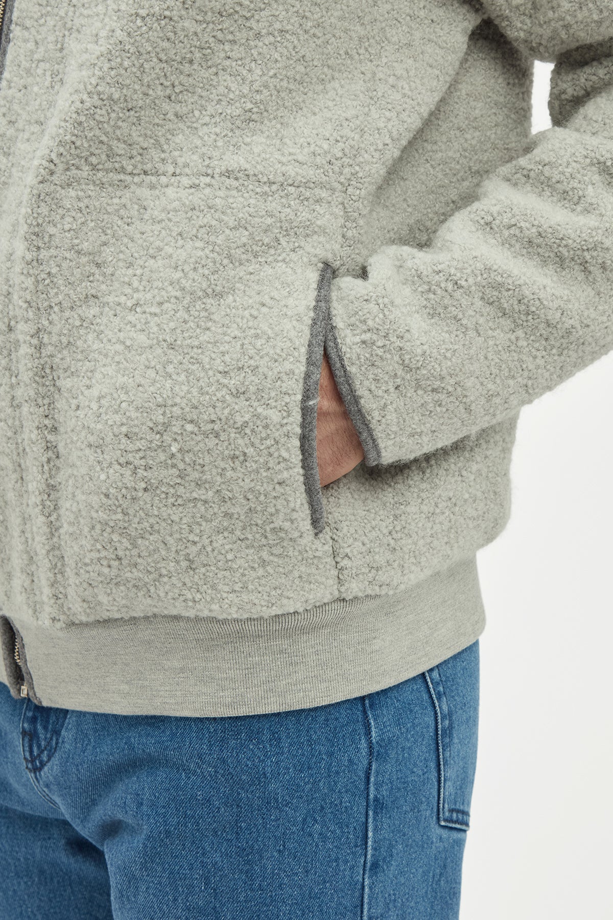 August Jacket in Grey Recycled Cashmere Boucle