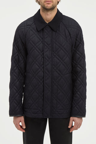 Clarence Barn Jacket in Dark Navy Wool Cashmere Flannel