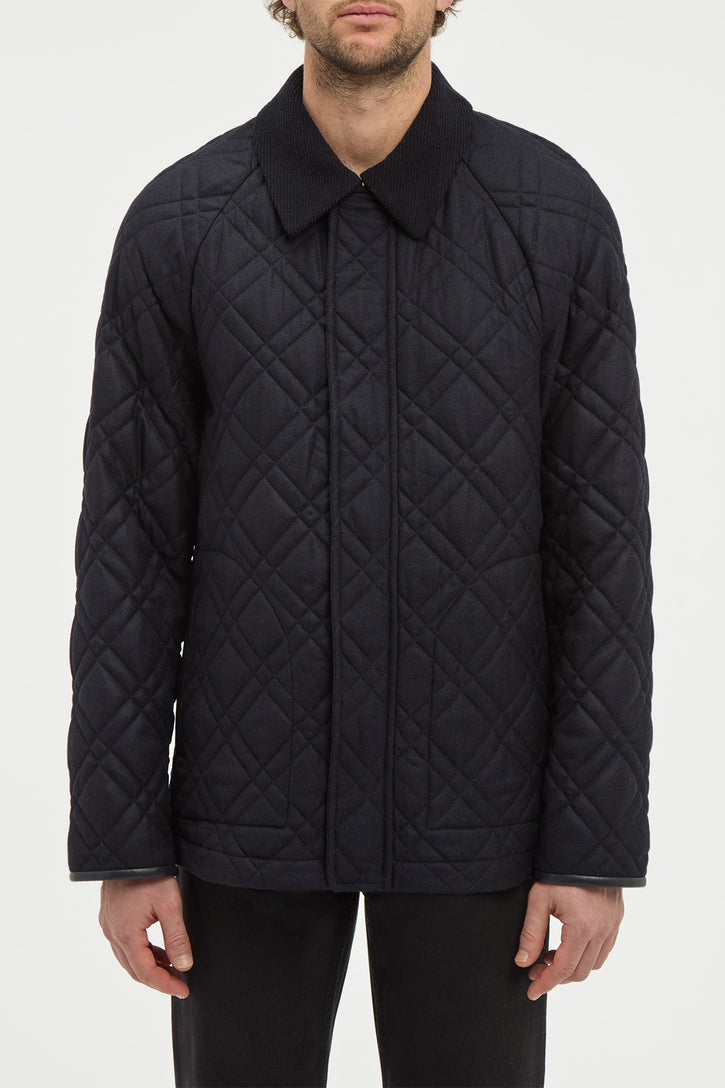 Clarence Barn Jacket in Dark Navy Wool Cashmere Flannel