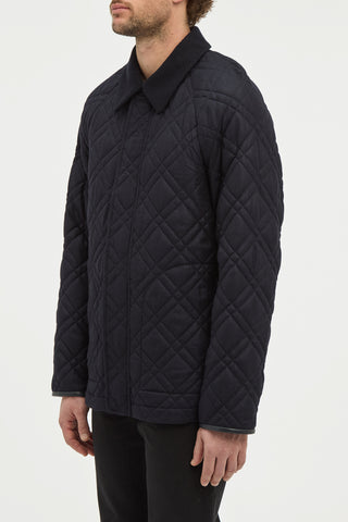 Clarence Barn Jacket in Dark Navy Wool Cashmere Flannel