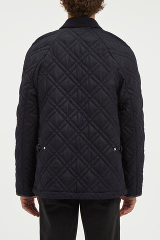 Clarence Barn Jacket in Dark Navy Wool Cashmere Flannel