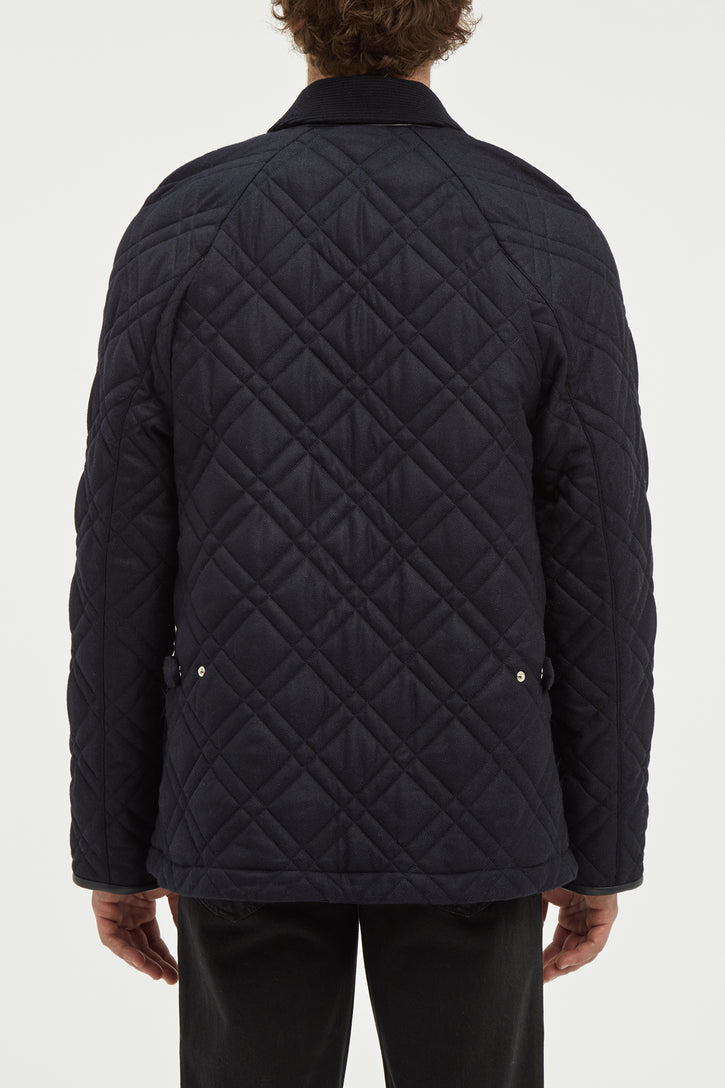 Clarence Barn Jacket in Dark Navy Wool Cashmere Flannel