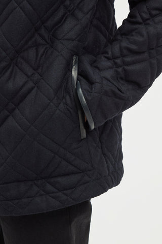 Clarence Barn Jacket in Dark Navy Wool Cashmere Flannel