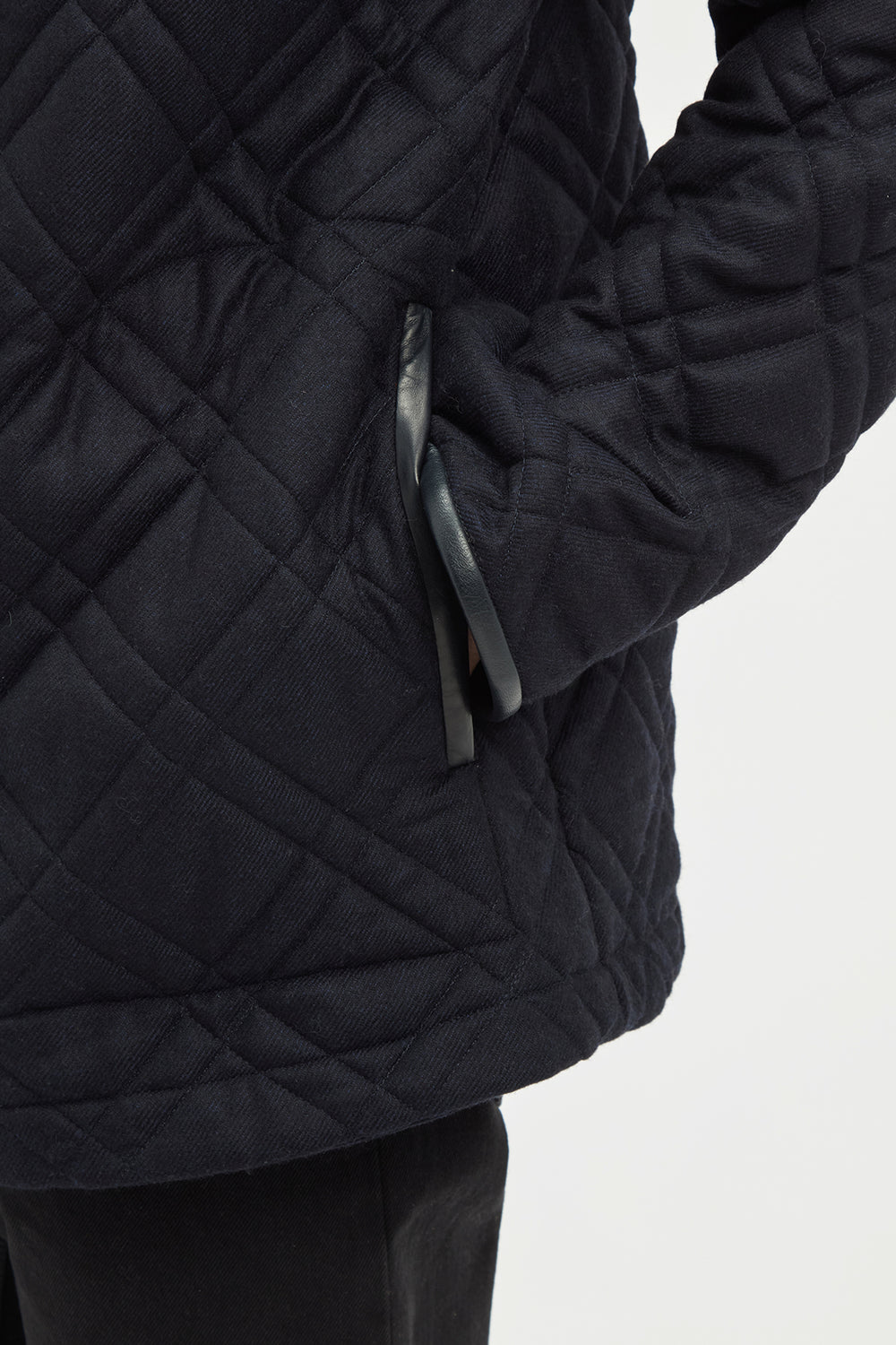 Clarence Barn Jacket in Dark Navy Wool Cashmere Flannel