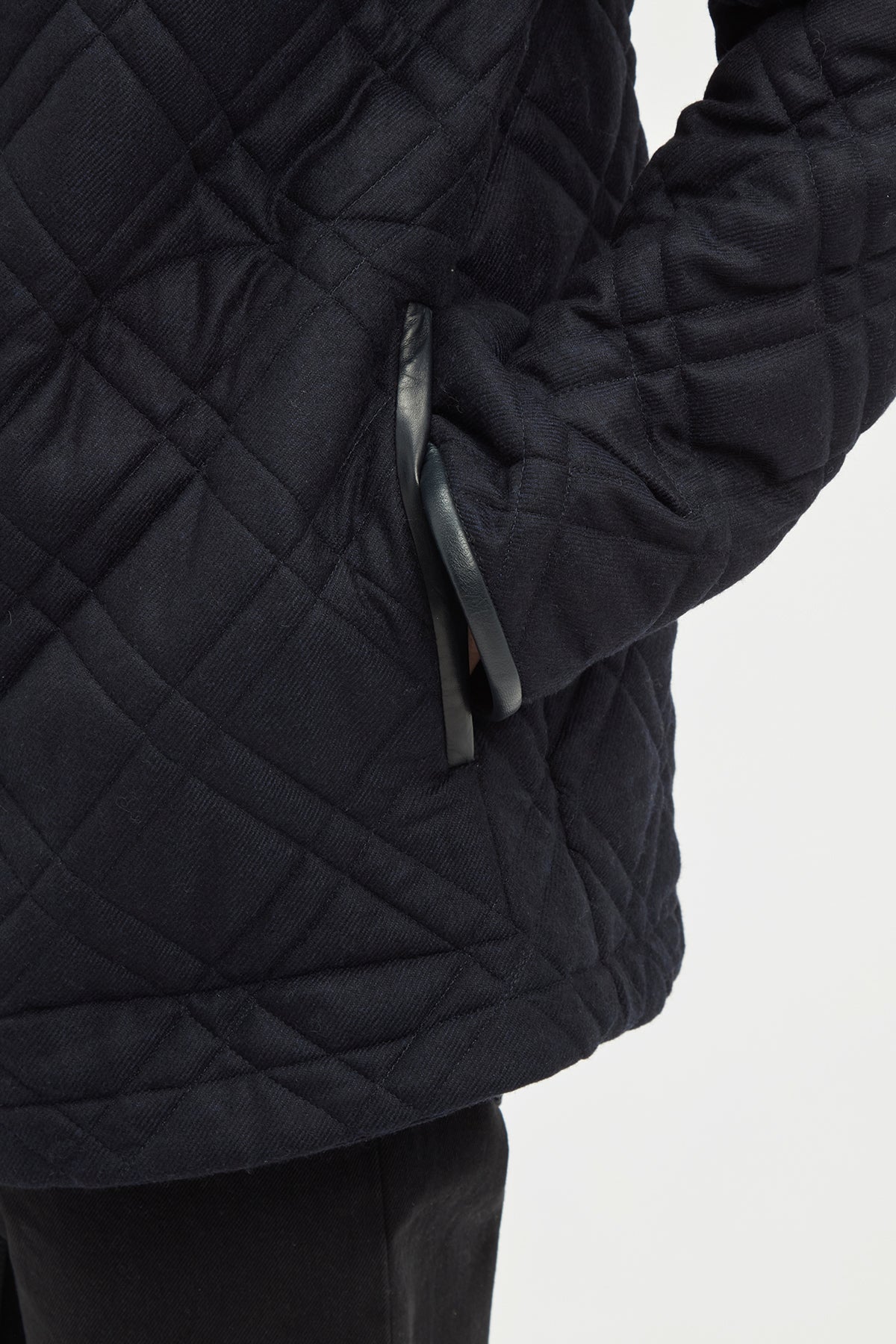 Clarence Barn Jacket in Dark Navy Wool Cashmere Flannel