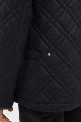 Clarence Barn Jacket in Dark Navy Wool Cashmere Flannel