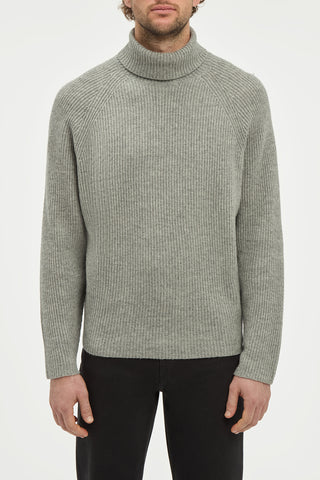 Wigman Knit Turtleneck Sweater in Heather Grey Cashmere