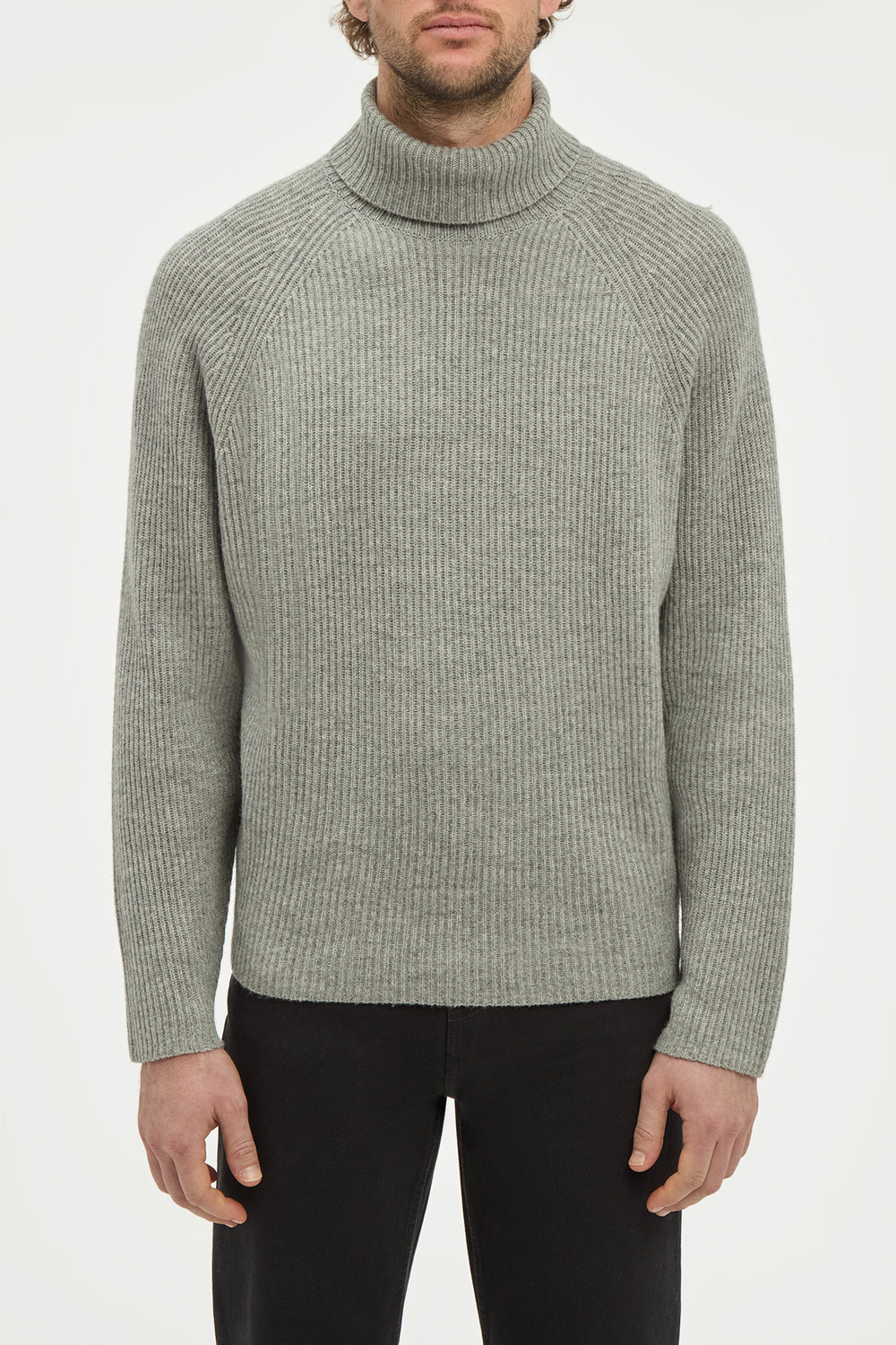 Wigman Knit Turtleneck Sweater in Heather Grey Cashmere
