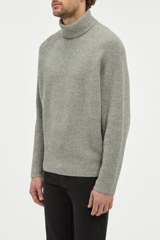 Wigman Knit Turtleneck Sweater in Heather Grey Cashmere