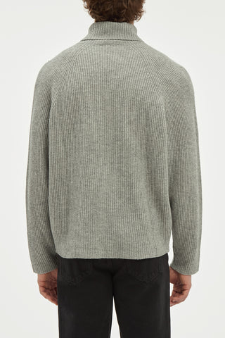 Wigman Knit Turtleneck Sweater in Heather Grey Cashmere
