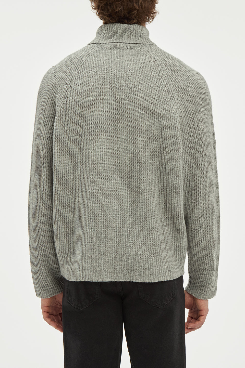 Wigman Knit Turtleneck Sweater in Heather Grey Cashmere