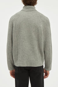 Wigman Knit Turtleneck Sweater in Heather Grey Cashmere