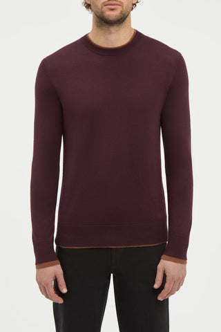 Wells Reversible Knit Sweater in Plum & Cognac Cashmere Silk