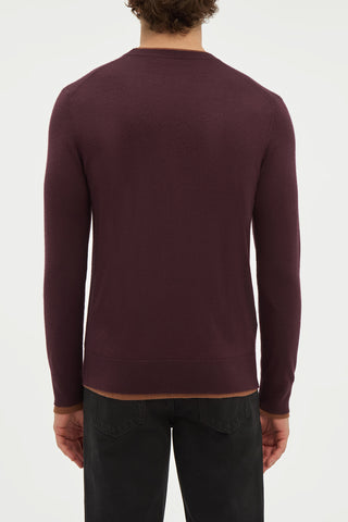 Wells Reversible Knit Sweater in Plum & Cognac Cashmere Silk