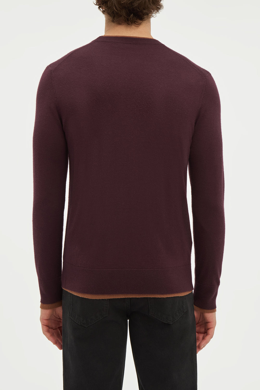 Wells Reversible Knit Sweater in Plum & Cognac Cashmere Silk