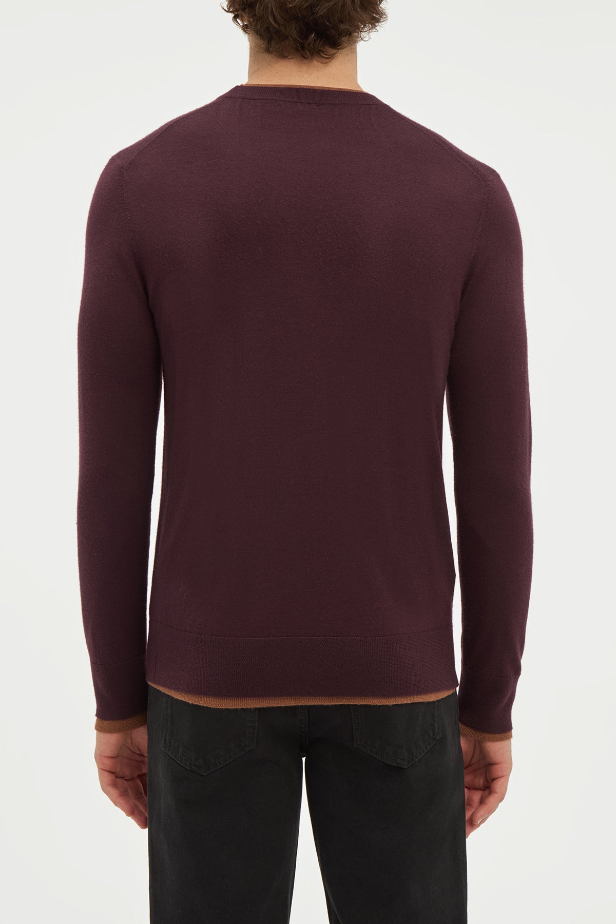 Wells Reversible Knit Sweater in Plum & Cognac Cashmere Silk