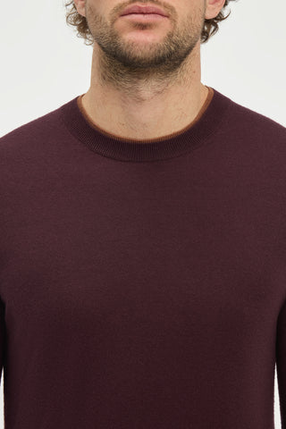 Wells Reversible Knit Sweater in Plum & Cognac Cashmere Silk