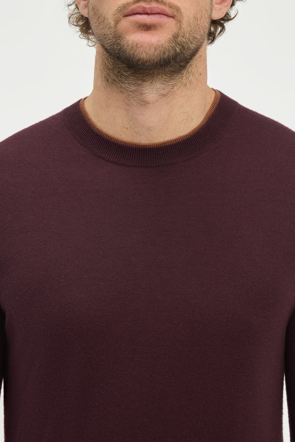 Wells Reversible Knit Sweater in Plum & Cognac Cashmere Silk