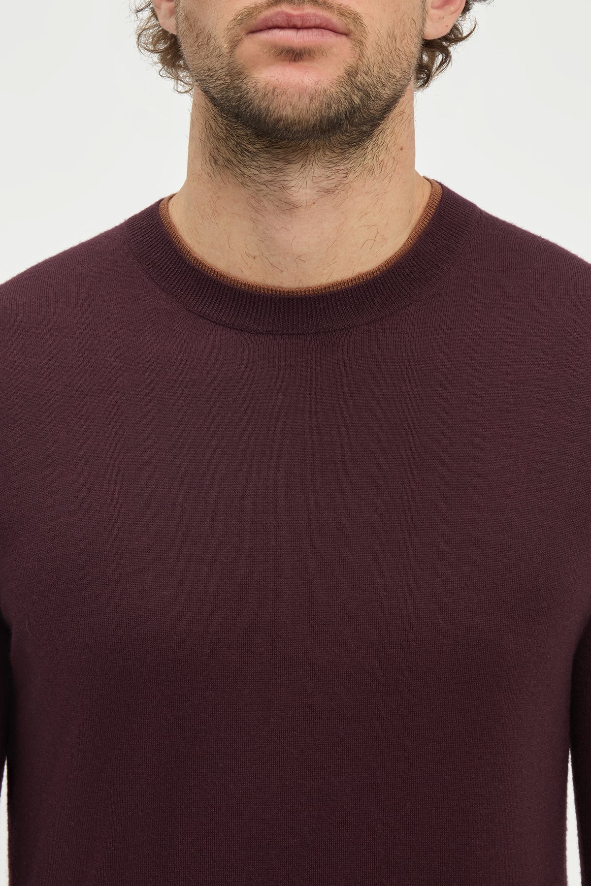 Wells Reversible Knit Sweater in Plum & Cognac Cashmere Silk