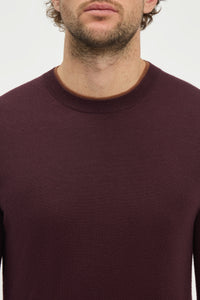 Wells Reversible Knit Sweater in Plum & Cognac Cashmere Silk