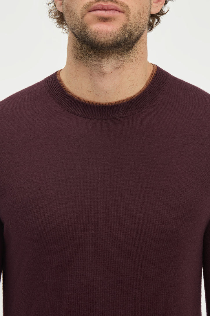 Wells Reversible Knit Sweater in Plum & Cognac Cashmere Silk