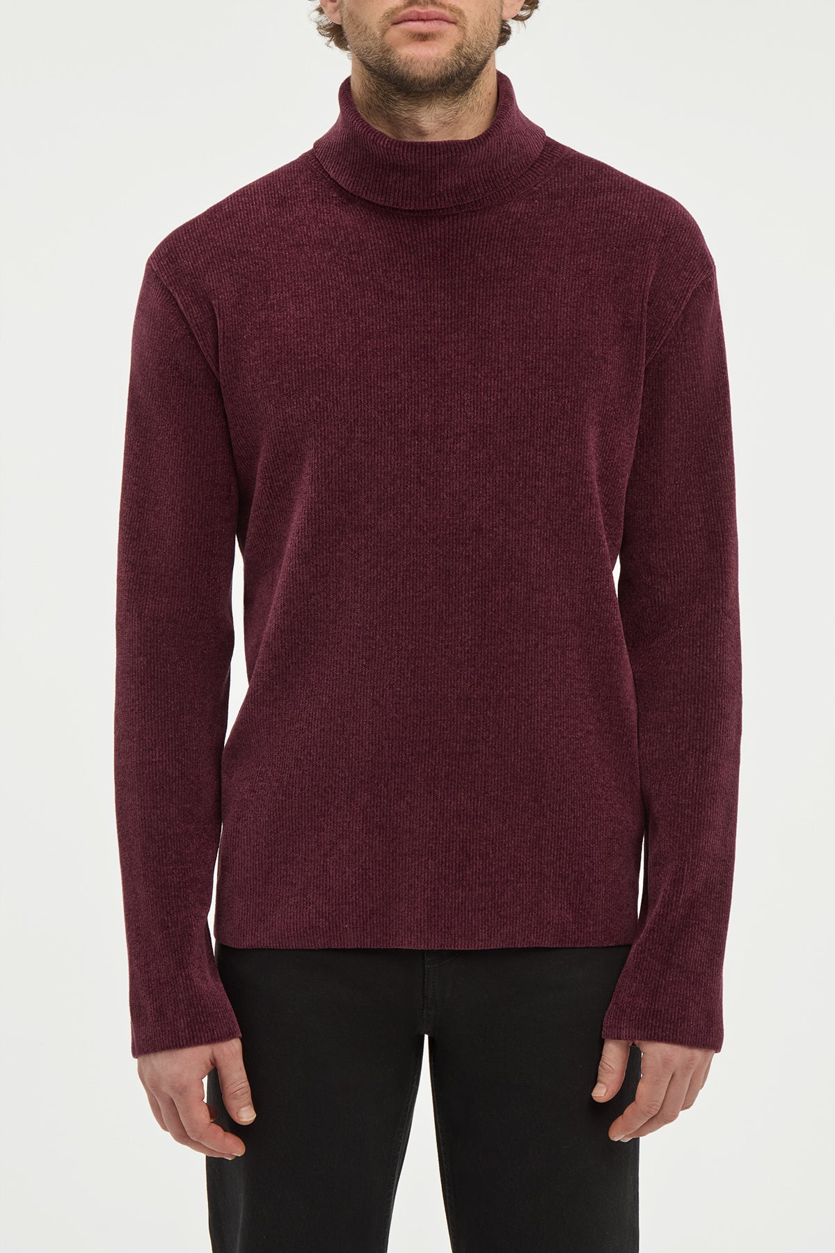 Almoner Knit Turtleneck Sweater in Plum Silk