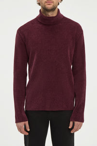 Almoner Knit Turtleneck Sweater in Plum Silk
