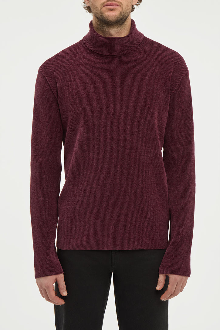 Almoner Knit Turtleneck Sweater in Plum Silk