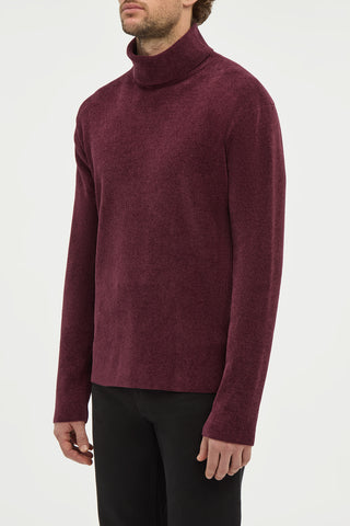 Almoner Knit Turtleneck Sweater in Plum Silk