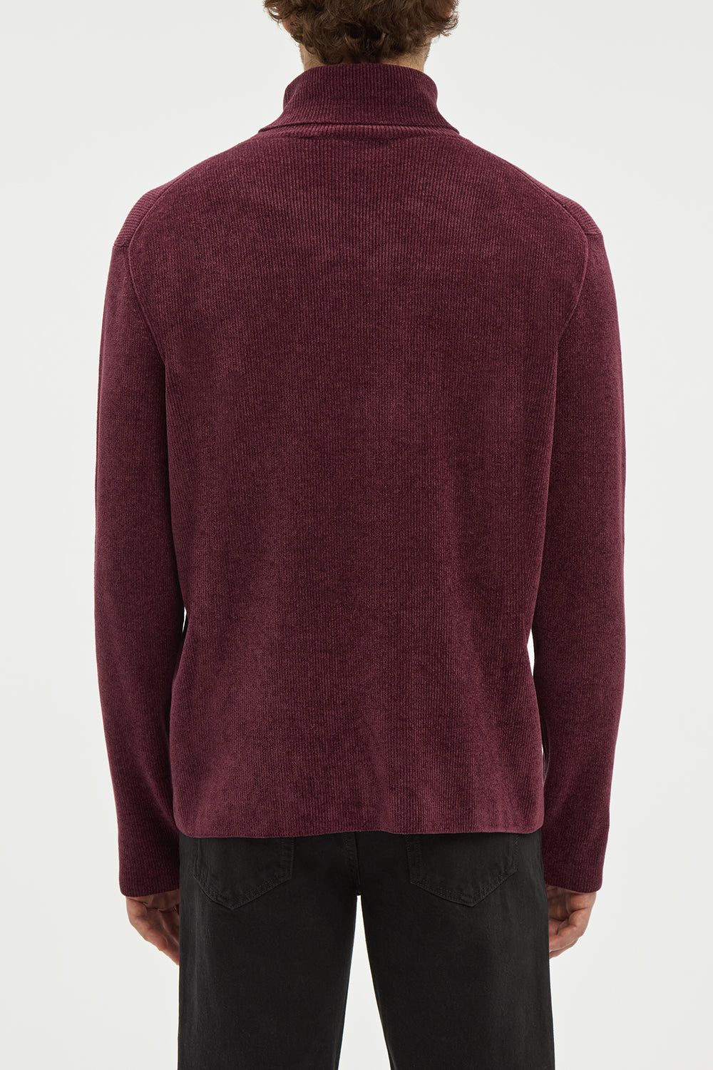 Almoner Knit Turtleneck Sweater in Plum Silk