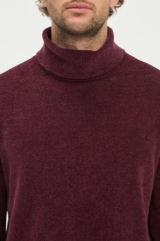Almoner Knit Turtleneck Sweater in Plum Silk