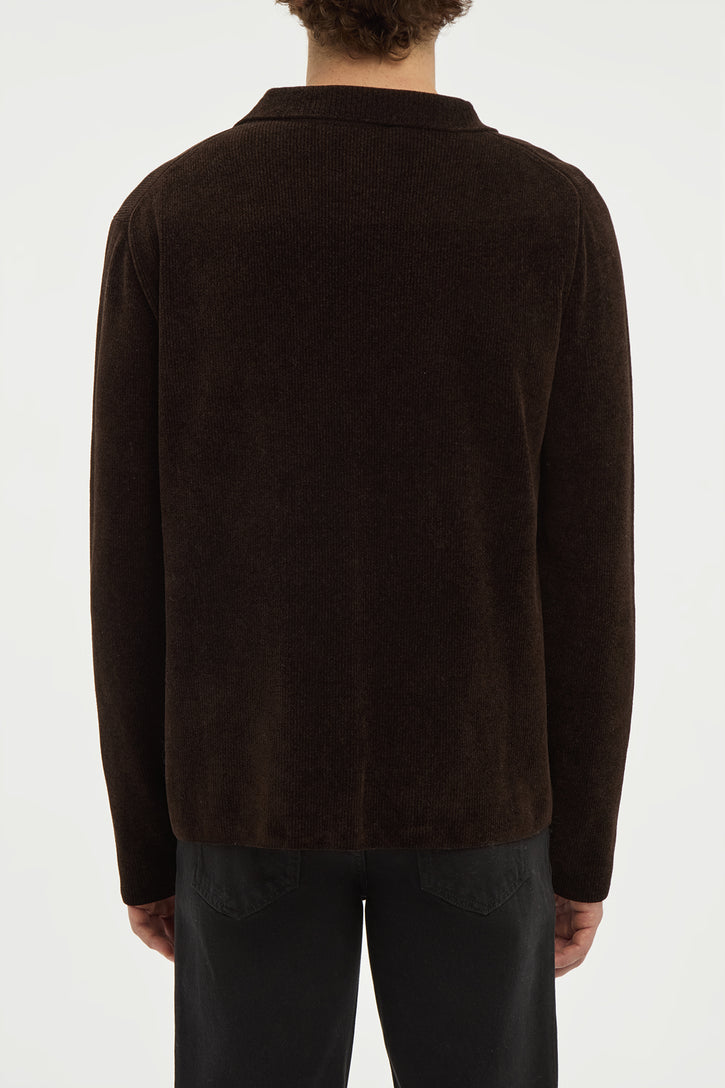 Toynbee Knit Polo in Chocolate Silk
