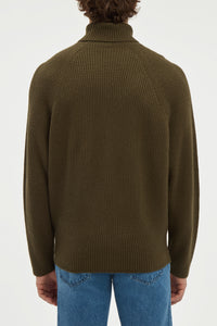 Wigman Knit Turtleneck Sweater in Olive Cashmere