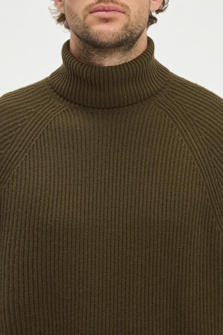 Wigman Knit Turtleneck Sweater in Olive Cashmere M