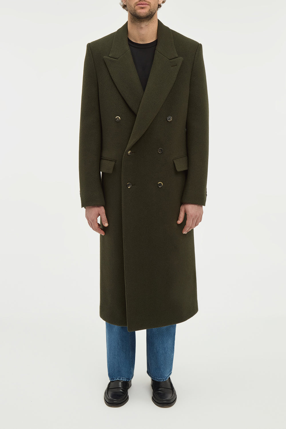 Brannick Overcoat in Olive Cashemre Felt