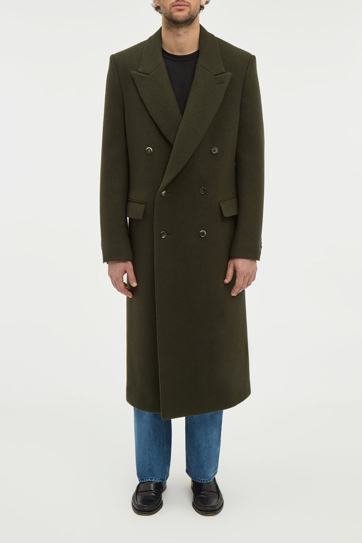 Brannick Overcoat in Olive Cashemre Felt