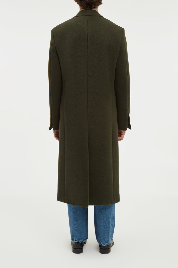 Brannick Overcoat in Olive Cashemre Felt