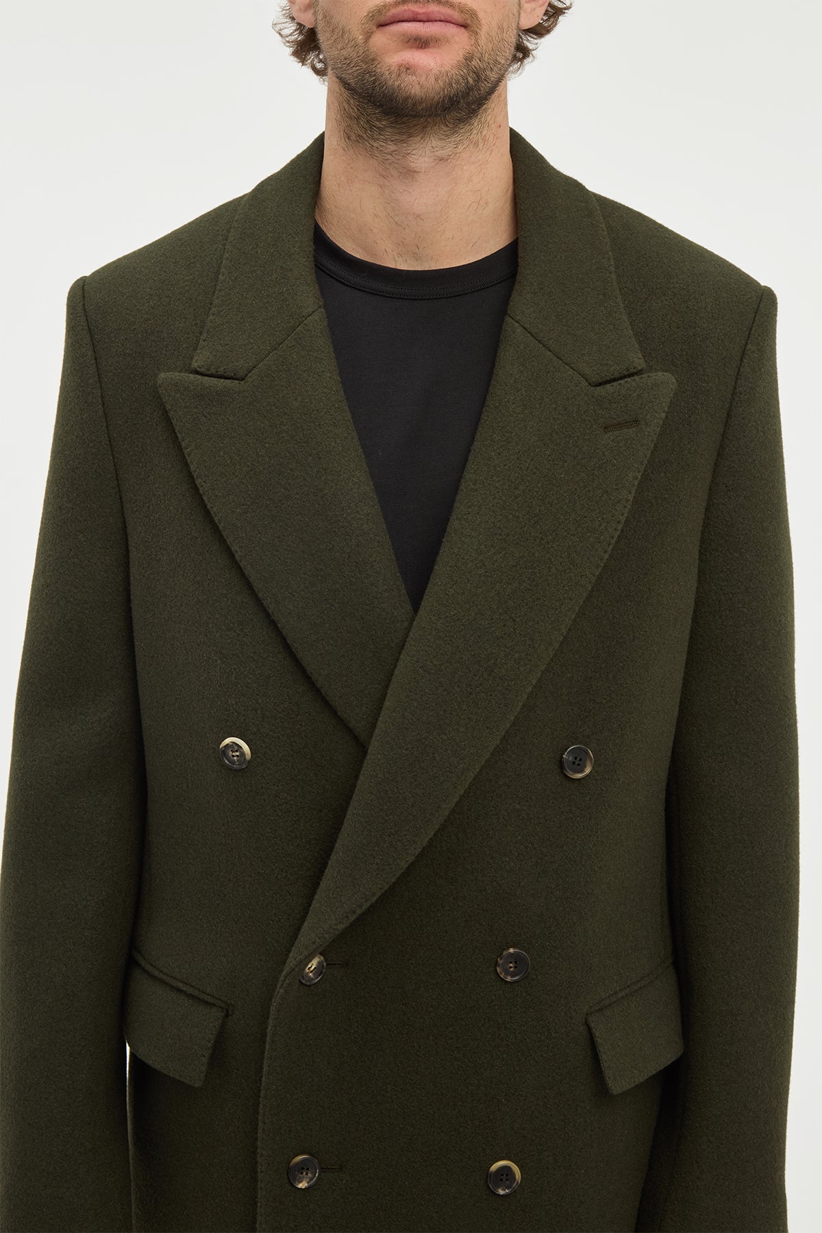 Brannick Overcoat in Olive Cashemre Felt