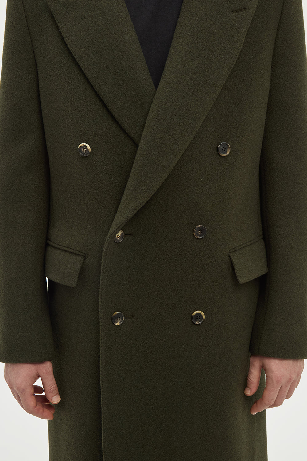 Brannick Overcoat in Olive Cashemre Felt