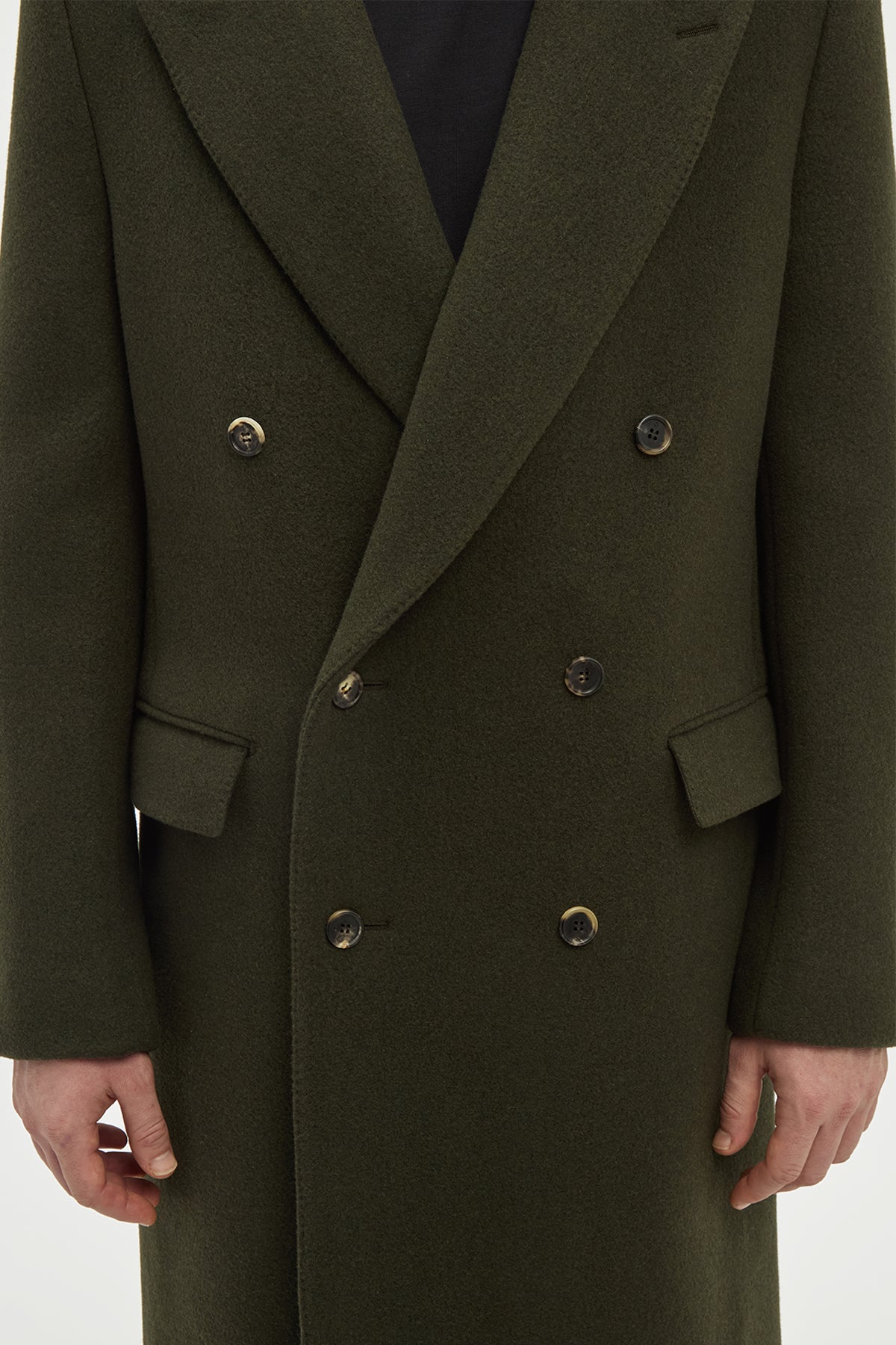 Brannick Overcoat in Olive Cashemre Felt