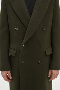 Brannick Overcoat in Olive Cashemre Felt